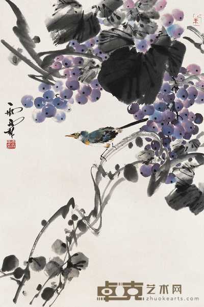 田雨霖 葡萄 立轴 68×45cm